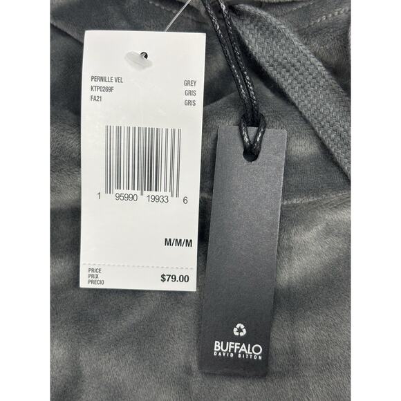 NWT Buffalo David Britton Gray Velour Hooded Sweatshirt Women’s Size M Cozy - Picture 5 of 8